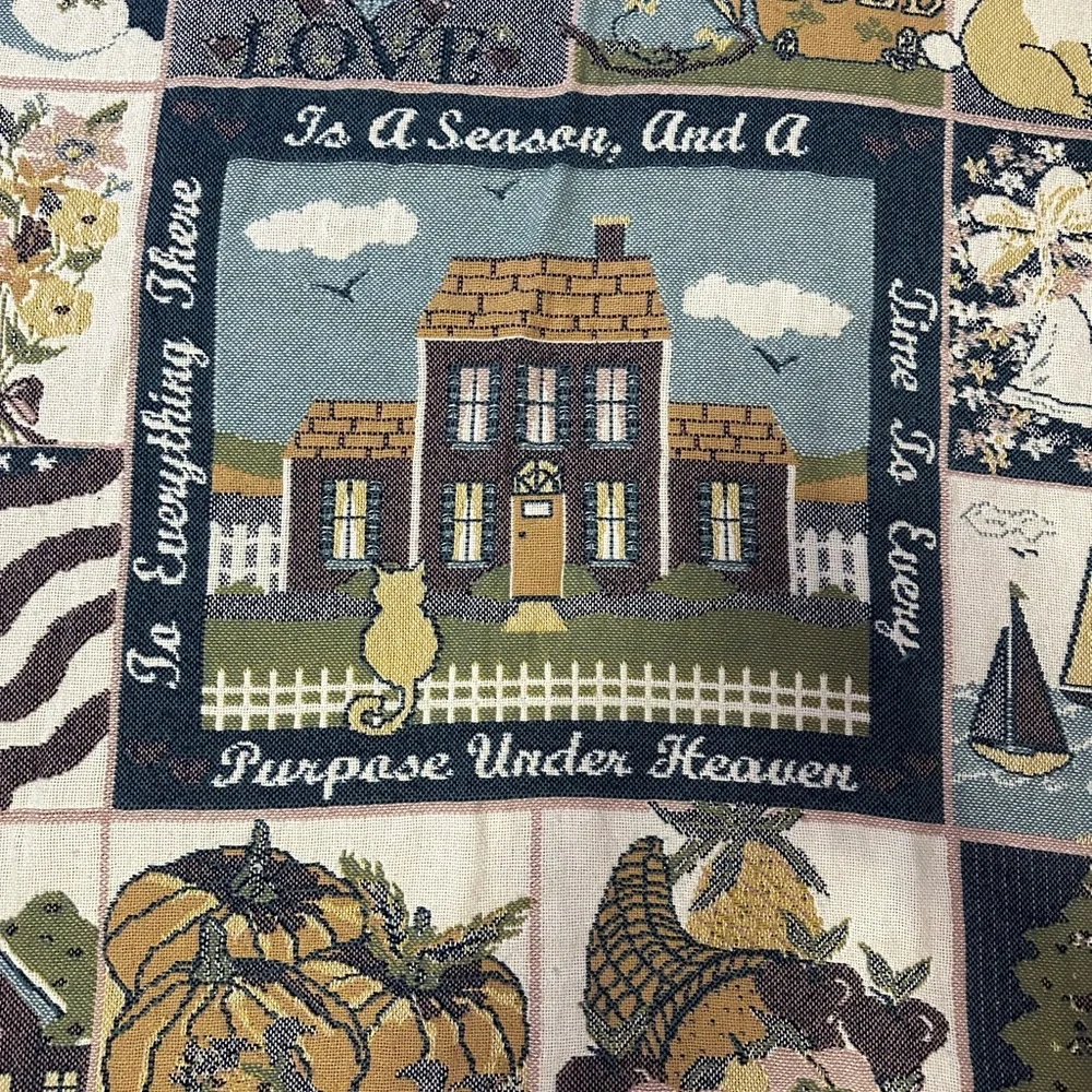 Seasonal Vintage Home Interior l Holiday Tapestry Blanket
